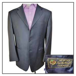 NINA RICCI Mens Suit Loro Piana 4 Seasons Striped All Wool 2 Piece 3 Button